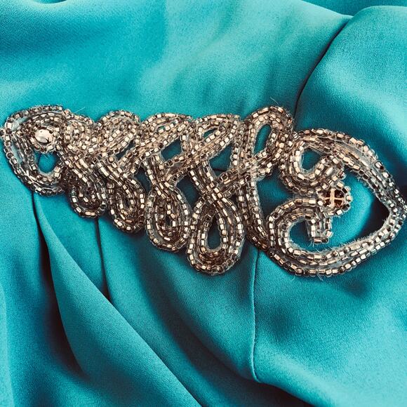 Ursula Mother of Bride Chiffon Midi Shift Dress Jewel Neck Long Sleeves Size 12 - Picture 5 of 8